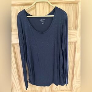 a:glow Women's Sparkle Navy Long Sleeve Maternity Tee Size XL